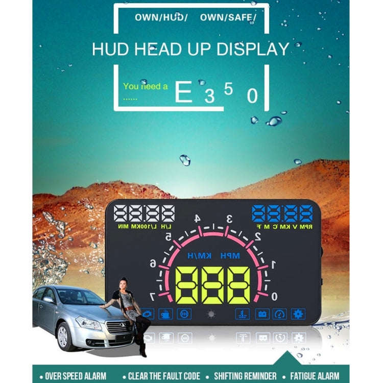 E350 5.8 inch Car HUD / OBD2 Vehicle-mounted Gator Automotive Head Up Display Security System wit...