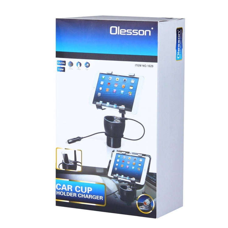 Olesson 2 in 1 Car Charger Cup Holder PowerCup Phone / Tablet Holder + 2.1A / 1A Dual-USB Ports C...