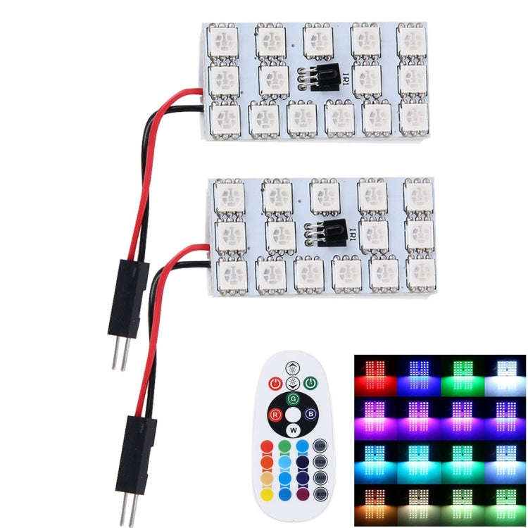 2 PCS Colorful 41MM T10 + Bicuspid Port Remote Control Car Dome Lamp LED Reading Light with 15 LE...