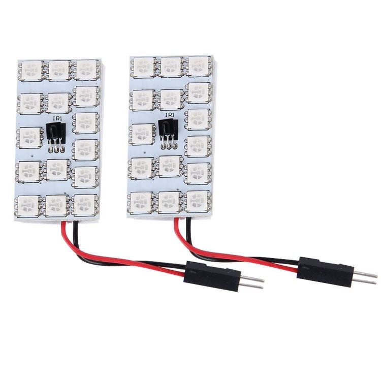 2 PCS Colorful 41MM T10 + Bicuspid Port Remote Control Car Dome Lamp LED Reading Light with 15 LE...