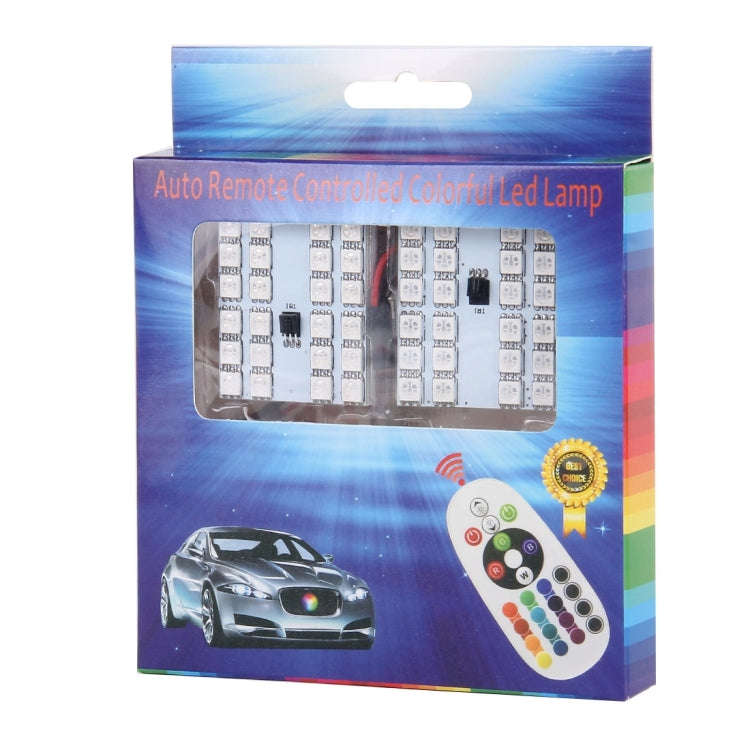 2 PCS Colorful 41MM T10 + Bicuspid Port Remote Control Car Dome Lamp LED Reading Light with 24 LE...
