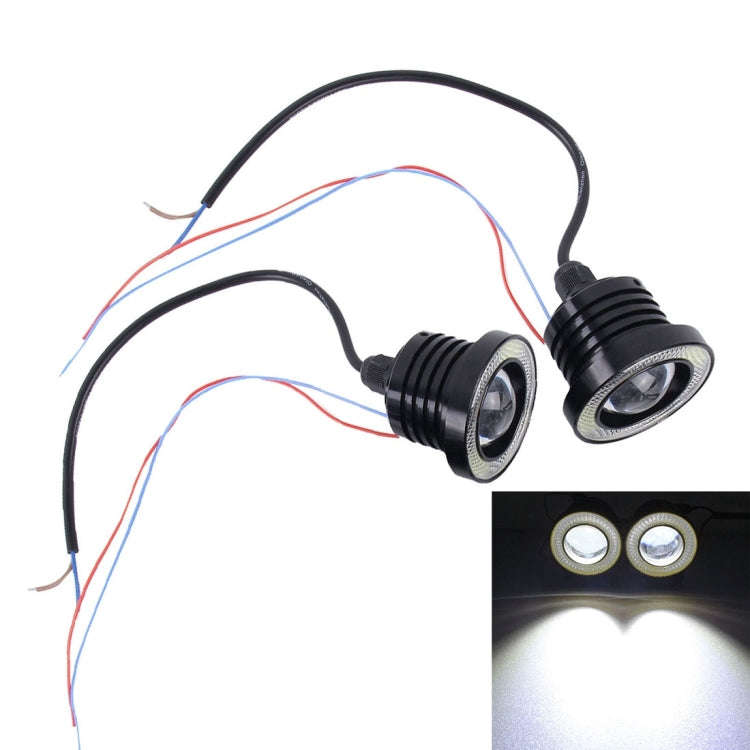2 PCS 2.5 inch DC12-24V 10W 900LM 6500K Car Angel Eyes Fog Lamp Foglight, Cable Length: 20cm(Whit...