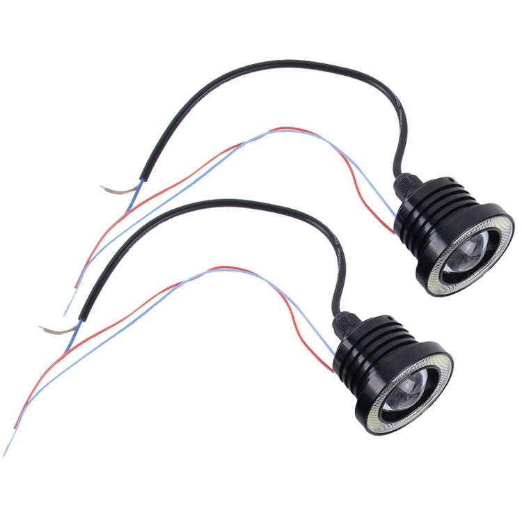 2 PCS 2.5 inch DC12-24V 10W 900LM 6500K Car Angel Eyes Fog Lamp Foglight, Cable Length: 20cm(Whit...