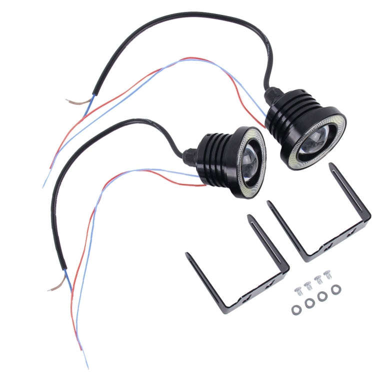 2 PCS 2.5 inch DC12-24V 10W 900LM 6500K Car Angel Eyes Fog Lamp Foglight, Cable Length: 20cm(Whit...