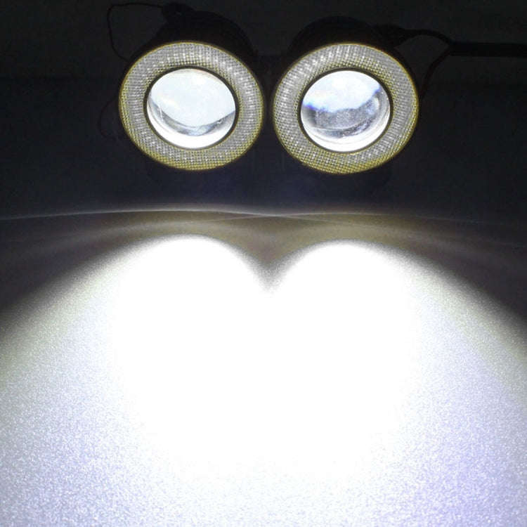 2 PCS 2.5 inch DC12-24V 10W 900LM 6500K Car Angel Eyes Fog Lamp Foglight, Cable Length: 20cm(Whit...