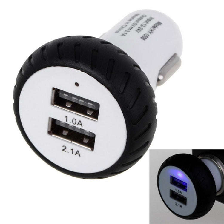 Mini Wheels Design 5V 1.0A+2.1A Double USB Universal Quick Car Charger for Phones / Tablets(White...