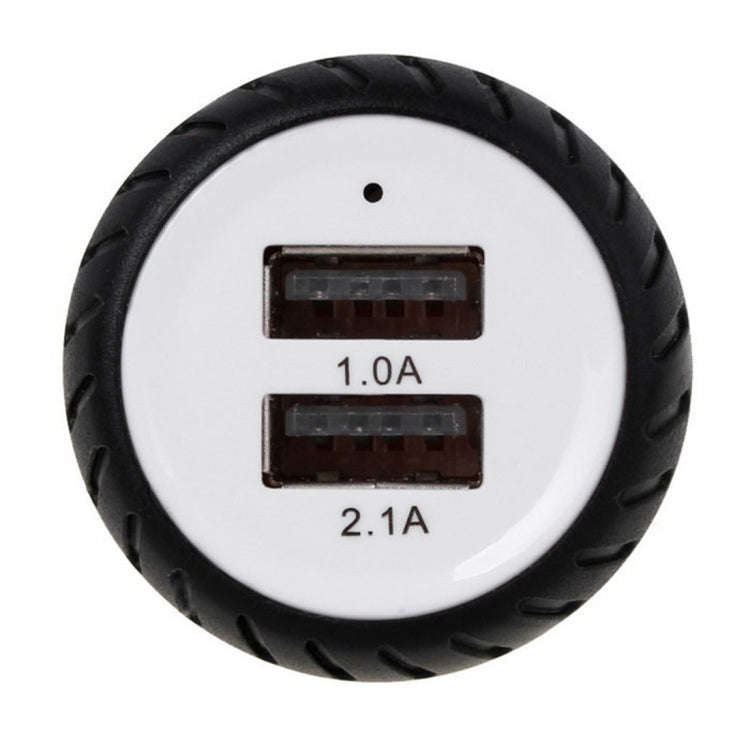 Mini Wheels Design 5V 1.0A+2.1A Double USB Universal Quick Car Charger for Phones / Tablets(White...