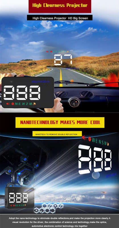 Geyiren A5 HUD 3.5 inch Car Head Up Display with GPS System, Two Mode Display, Light Sensors, KM/...