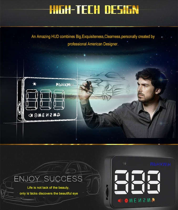Geyiren A5 HUD 3.5 inch Car Head Up Display with GPS System, Two Mode Display, Light Sensors, KM/...