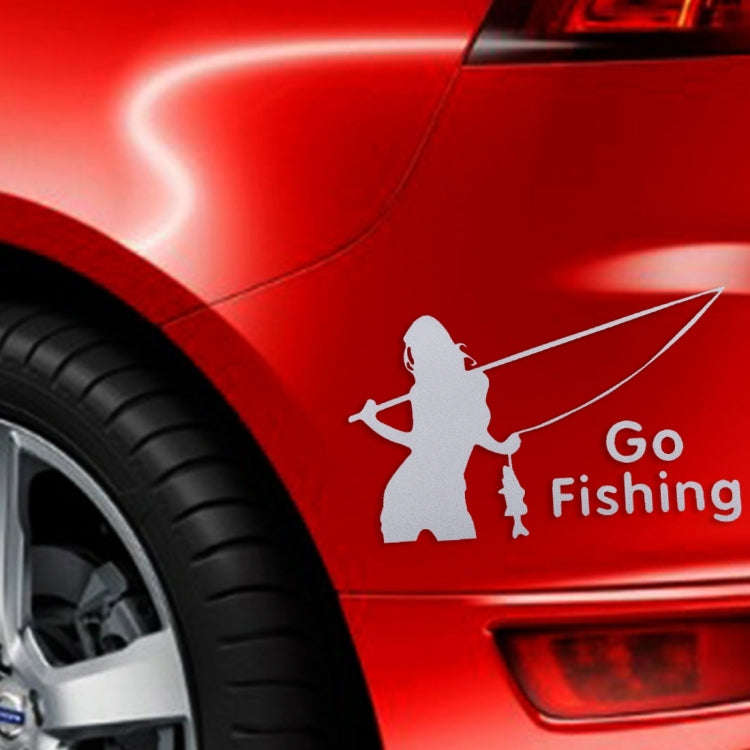 Beauty Go Fishing Styling Reflective Car Sticker, Size: 14cm x 8.5cm(Silver)
