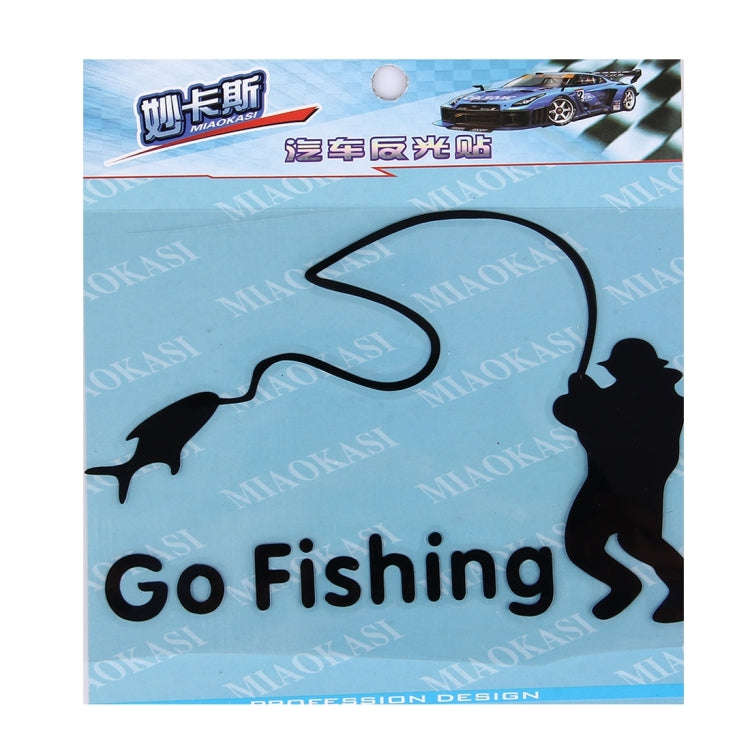 10 PCS Go Fishing Styling Reflective Car Sticker, Size: 14cm x 9.5cm(Black)