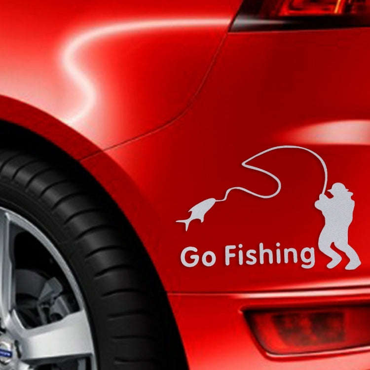 10 PCS Go Fishing Styling Reflective Car Sticker, Size: 14cm x 9.5cm(Silver)