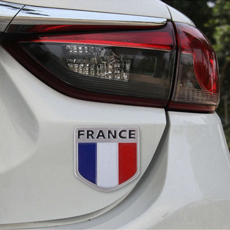 Shield Shape Metal Car Badge Decorative Sticker, Size: Small(French Flag)
