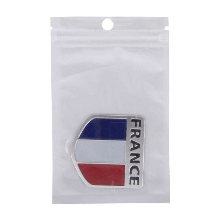 Shield Shape Metal Car Badge Decorative Sticker, Size: Small(French Flag)