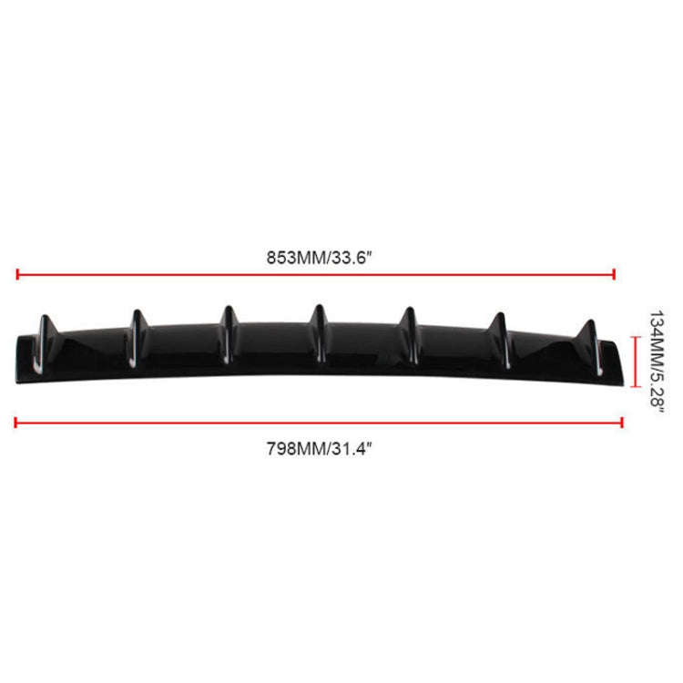 Universal Car Rear Bumper Lip Diffuser 7 Shark Fin Style Black ABS, Size: 85.0x18.0x5.0cm