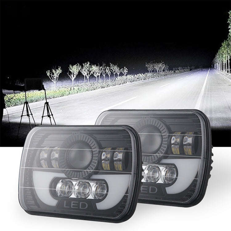 7 Inch 35W 4000LM 6000K + Amber Car Truck Square LED Headlights Work Lights Spotlight