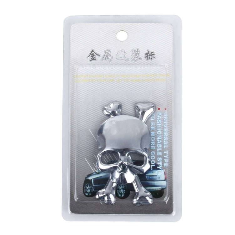 Skull And Cross Bone Shape Shining Metal Car Universal Sticker(Silver)