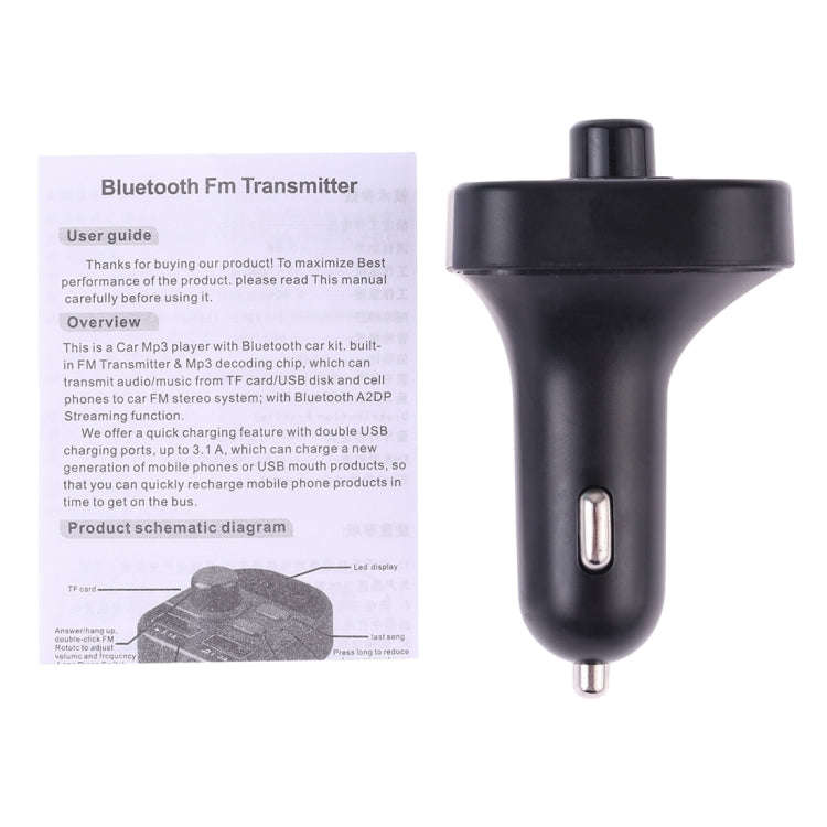 805E Dual USB Charging Bluetooth FM Transmitter MP3 Music Player Car Kit, Support Hands-Free Call...