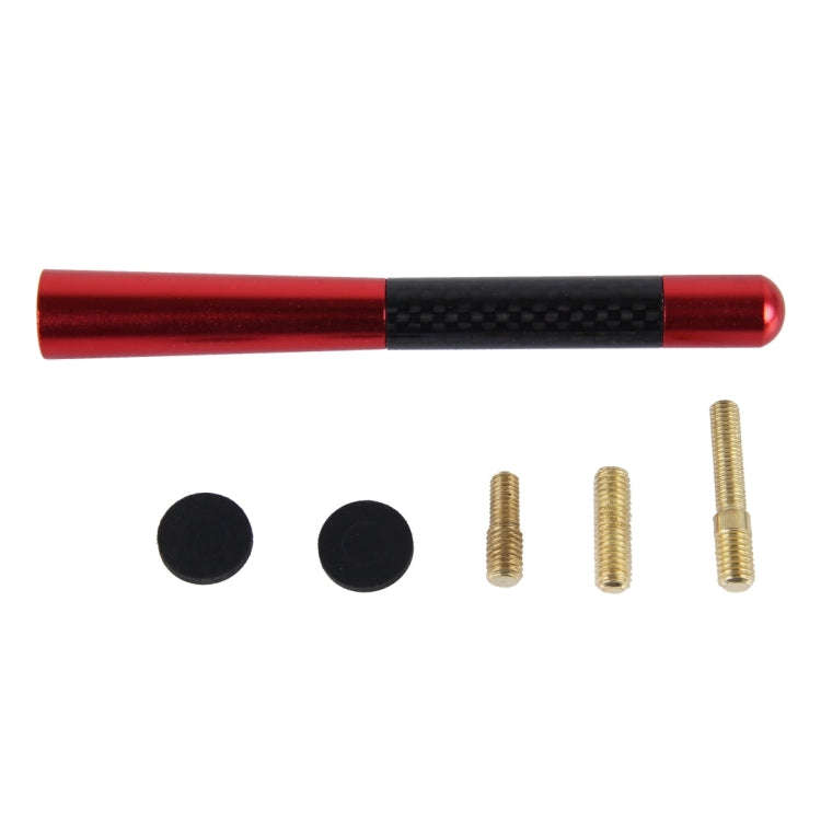 Carbon Fiber Aluminum Short Antenna Polished Universal Screws Base(Big Size)(Red)