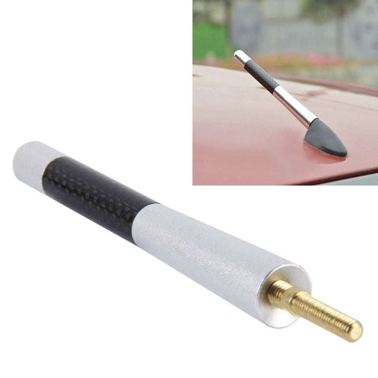 Carbon Fiber Aluminum Short Antenna Polished Universal Screws Base(Big Size)(Silver)