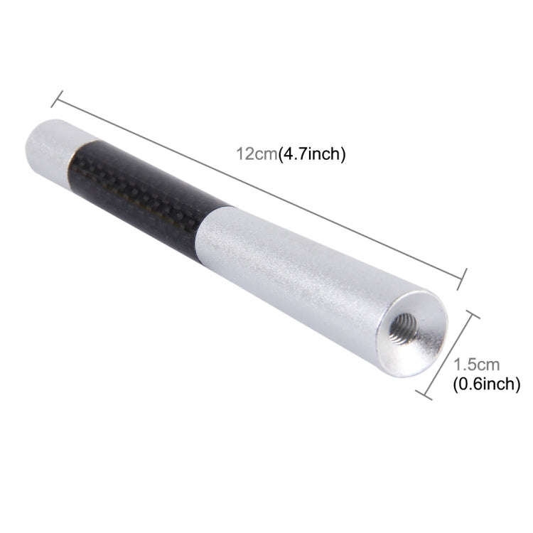 Carbon Fiber Aluminum Short Antenna Polished Universal Screws Base(Big Size)(Silver)