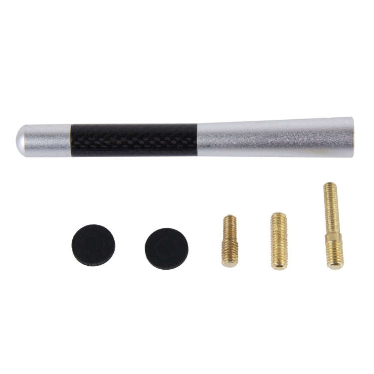 Carbon Fiber Aluminum Short Antenna Polished Universal Screws Base(Big Size)(Silver)