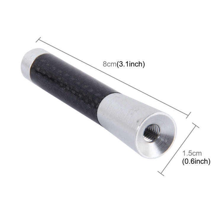 Carbon Fiber Aluminum Short Antenna Polished Universal Screws Base(Medium Size) (Silver)