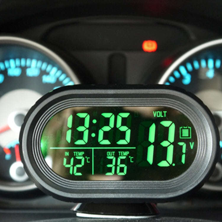VST-7009V 4 In 1 Digital Car Thermometer Voltage Meter Luminous Clock Tester Detector LCD Monitor...