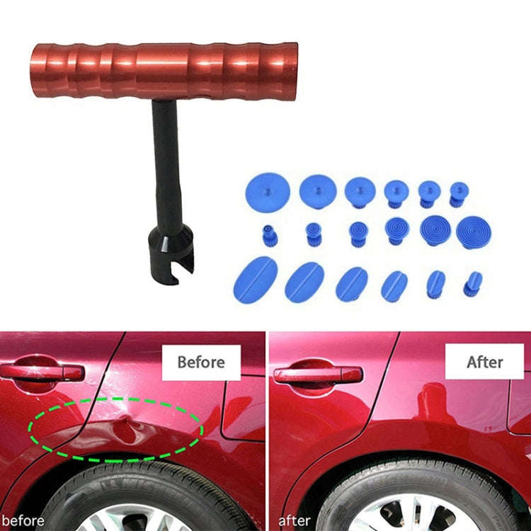 19 in 1 Auto Repair Body Tool Kit Paintless Dent Repair Hail Removal Small Red T Bar Slide Hammer...
