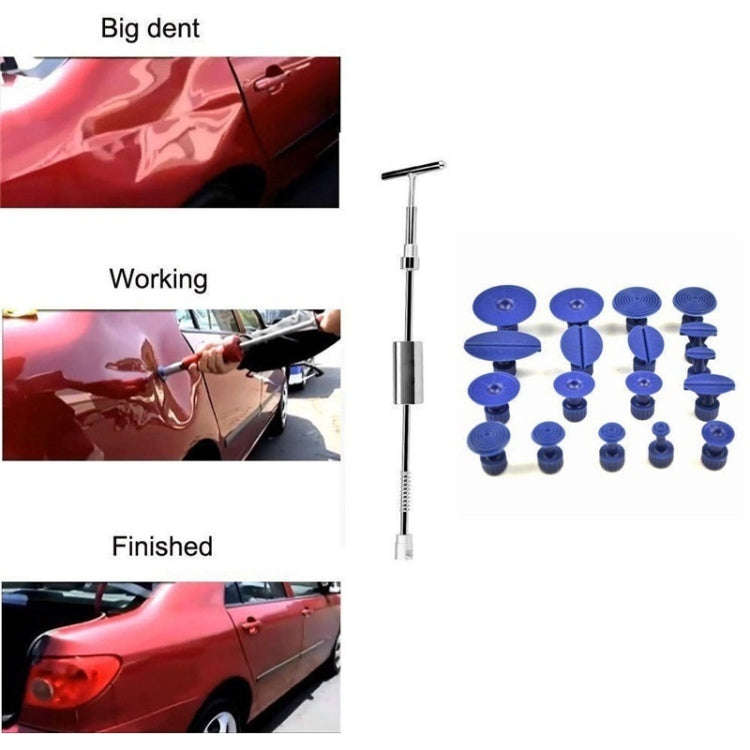 19 in 1 Auto Repair Body Tool Kit Paintless Dent Repair Hail Removal Silver T Bar Slide Hammer De...