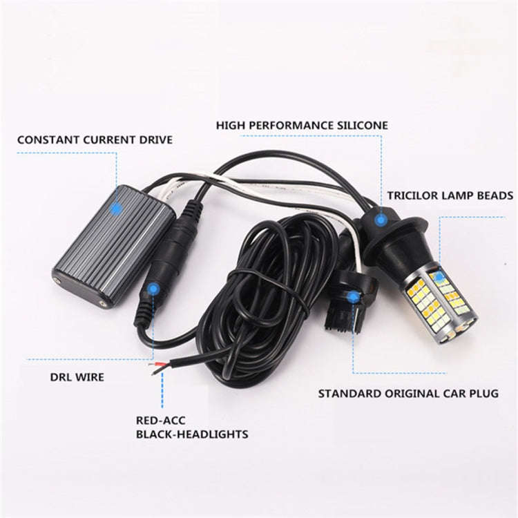 T20/7740 DC12V 3.7W 81 SMD-3030-LEDs Three Color Car DRL&Turn Light, Length: 2m