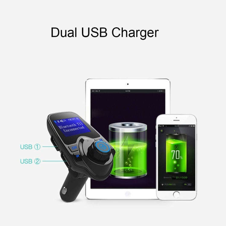 T11 Bluetooth FM Transmitter Car MP3 Player with LED Display, Support Double USB Charge & Handsfr...