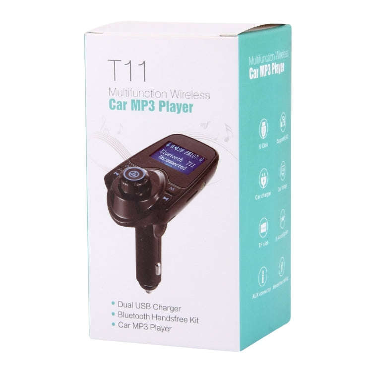 T11 Bluetooth FM Transmitter Car MP3 Player with LED Display, Support Double USB Charge & Handsfr...