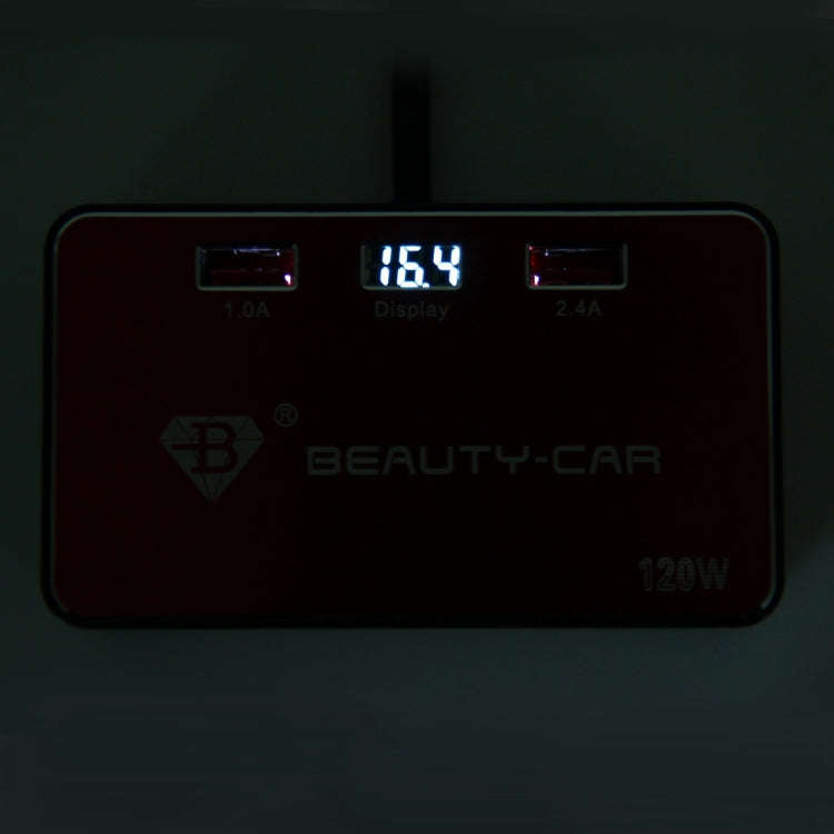 BEAUTY-CAR B-085 ABS Shell 120W 3 Sockets Car Cigarette Lighter Car Charger with 3.4A Dual USB Po...