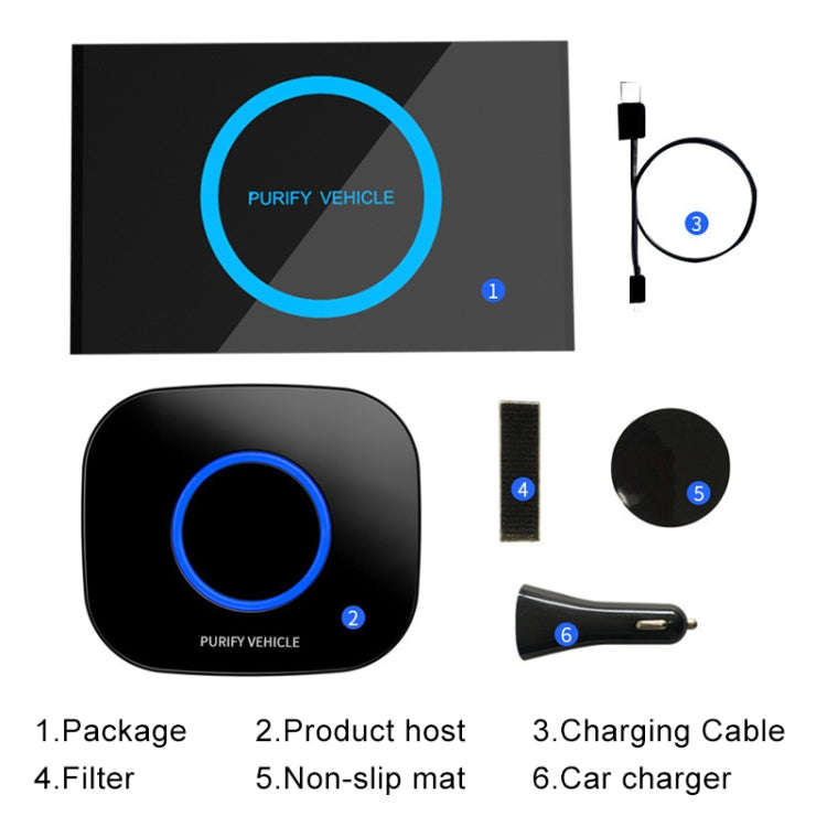 MC-CZ001 Car / Household Smart Touch Control Air Purifier Negative Ions Air Cleaner(Black)