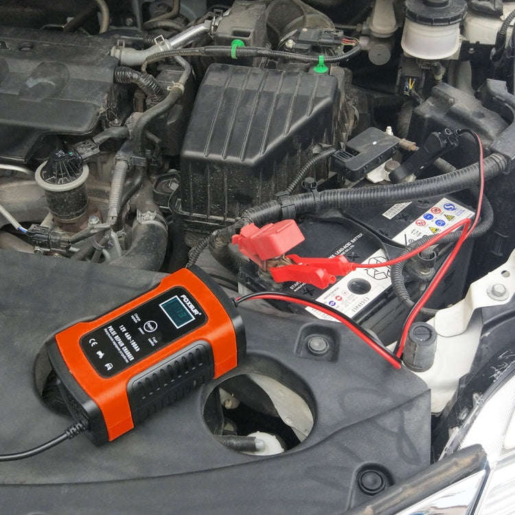 FOXSUR 12V 6A Intelligent Universal Battery Charger for Car Motorcycle, Length: 55cm, EU Plug(Red)