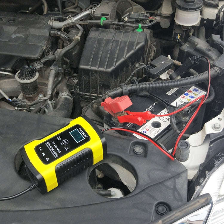 FOXSUR 12V 6A Intelligent Universal Battery Charger for Car Motorcycle, Length: 55cm, EU Plug(Yel...