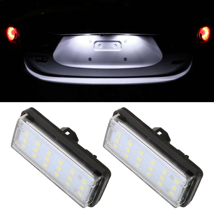 2 PCS DC12V / 1.5W/ 6000K / 100LM Car LED License Plate Light 18LEDs SMD-3528 Lamps for Lexus(Whi...