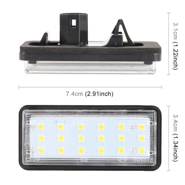 2 PCS DC12V / 1.5W/ 6000K / 100LM Car LED License Plate Light 18LEDs SMD-3528 Lamps for Lexus(Whi...