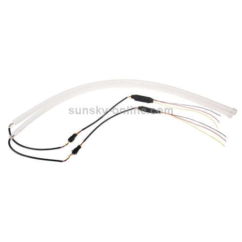 2 PCS 12V Car Daytime Running Lights Soft Article Lamp, White + Yellow Light, Length: 85cm