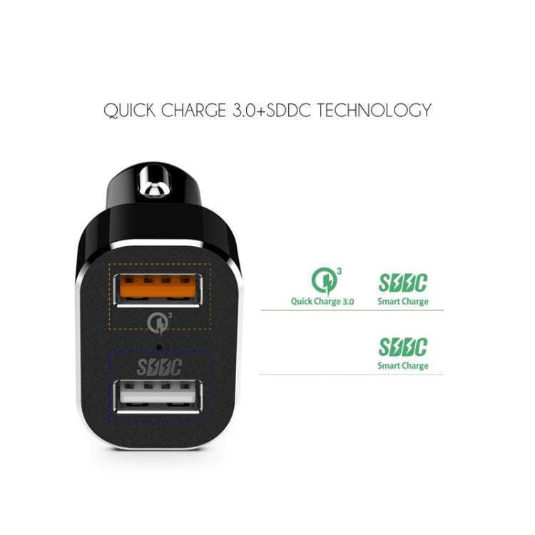 VEDFUN TurboDrive C210 Dual Ports Quick Charge 3.0 + SDDC Technology USB Car Charger for Smartpho...