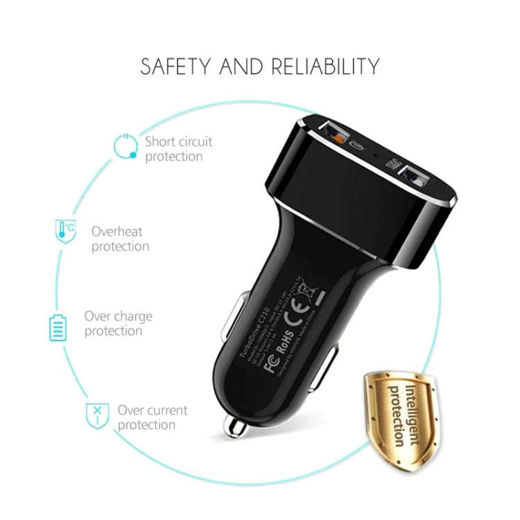 VEDFUN TurboDrive C210 Dual Ports Quick Charge 3.0 + SDDC Technology USB Car Charger for Smartpho...