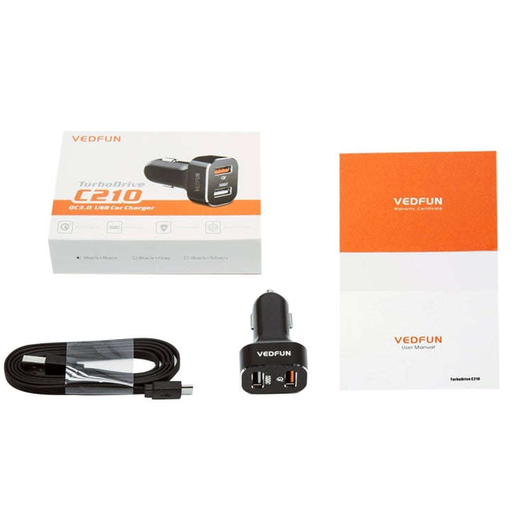 VEDFUN TurboDrive C210 Dual Ports Quick Charge 3.0 + SDDC Technology USB Car Charger for Smartpho...