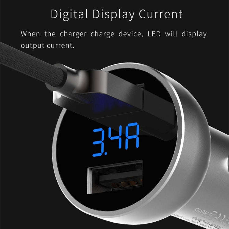 Mcdodo CC-3871 2-Ports USB LED Smart Digital Display Car Charger, For iPhone, iPad, Samsung, HTC,...
