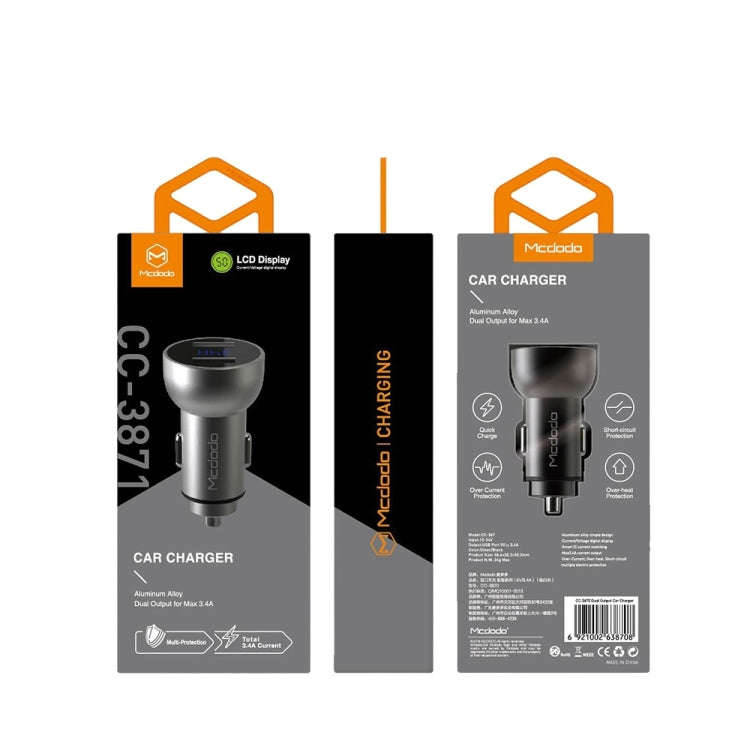 Mcdodo CC-3871 2-Ports USB LED Smart Digital Display Car Charger, For iPhone, iPad, Samsung, HTC,...