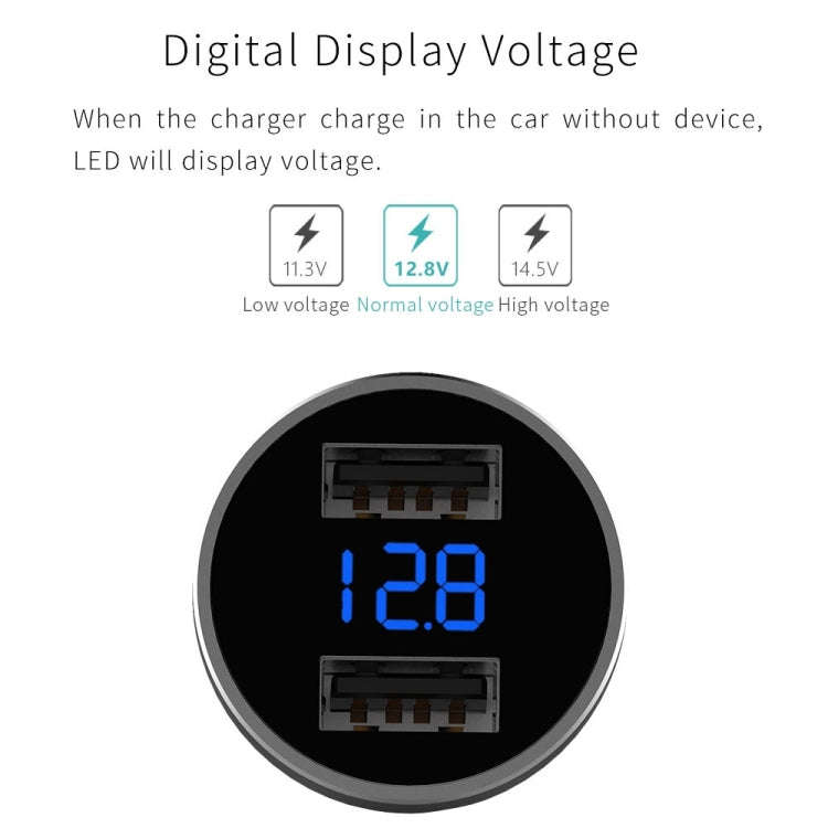 Mcdodo CC-3871 2-Ports USB LED Smart Digital Display Car Charger, For iPhone, iPad, Samsung, HTC,...