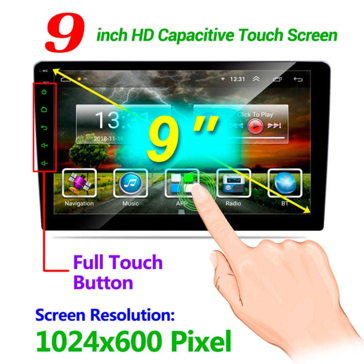 HD 9 inch Universal Car Android 8.1 Radio Receiver MP5 Player, Support FM & Bluetooth & TF Card &...