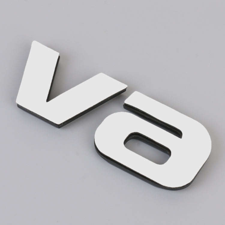 V6 Shape Car Metal Body Decorative Sticker (Black)