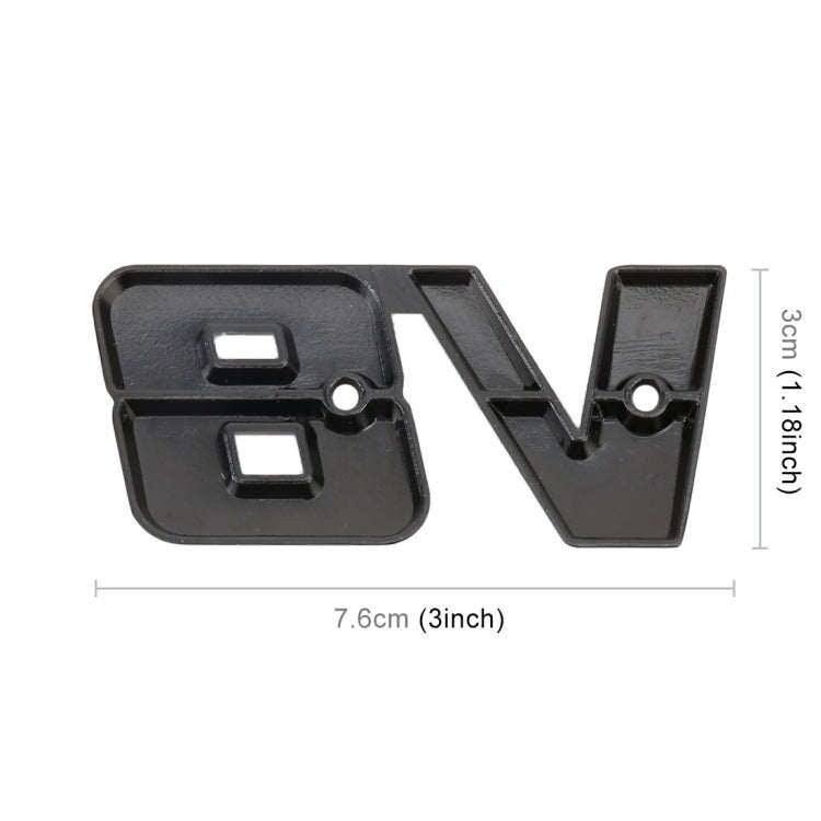 V8 Connect Shape Car Metal Body Decorative Sticker, Size : L (Black)