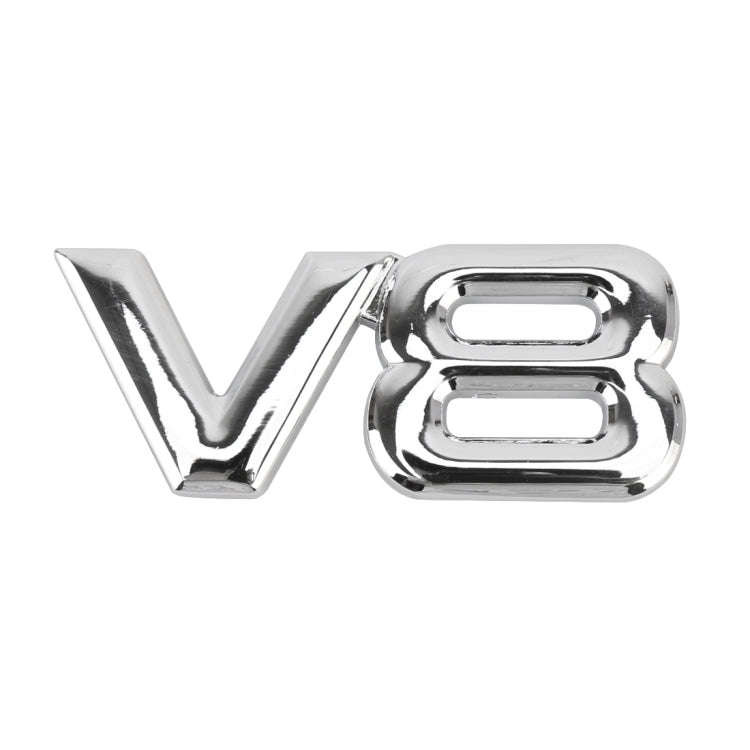 V8 Connect Shape Car Metal Body Decorative Sticker, Size : S (Silver)